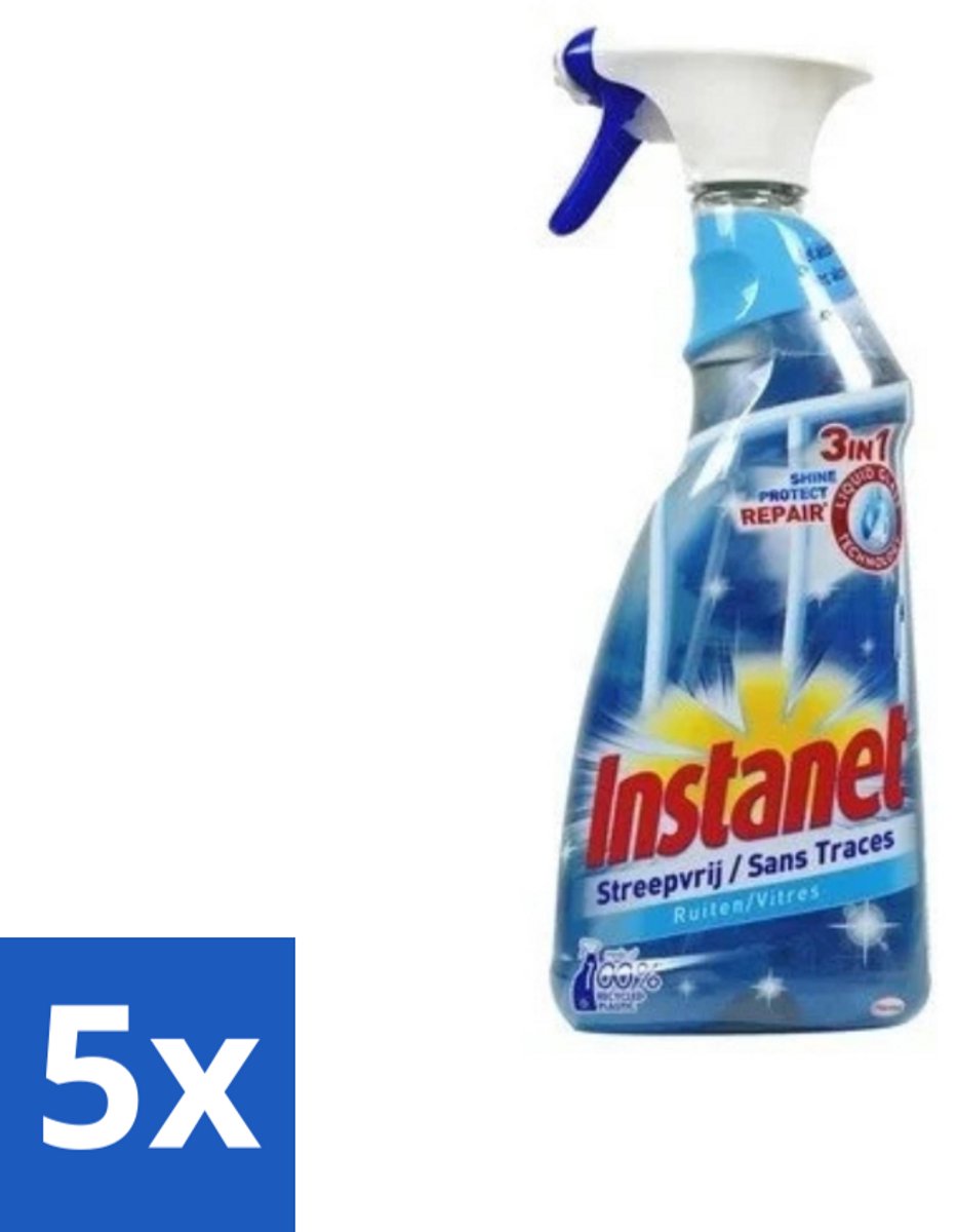 5 x Instanet - Ruitenreiniger - Streepvrij - 3in1 Spray - 725 ml - Ruitenreiniger - Streepvrije Ruiten - Ruiten Reinigen - Ruiten Reinigingsalcohol - 3-in-1 Ruitenreiniger