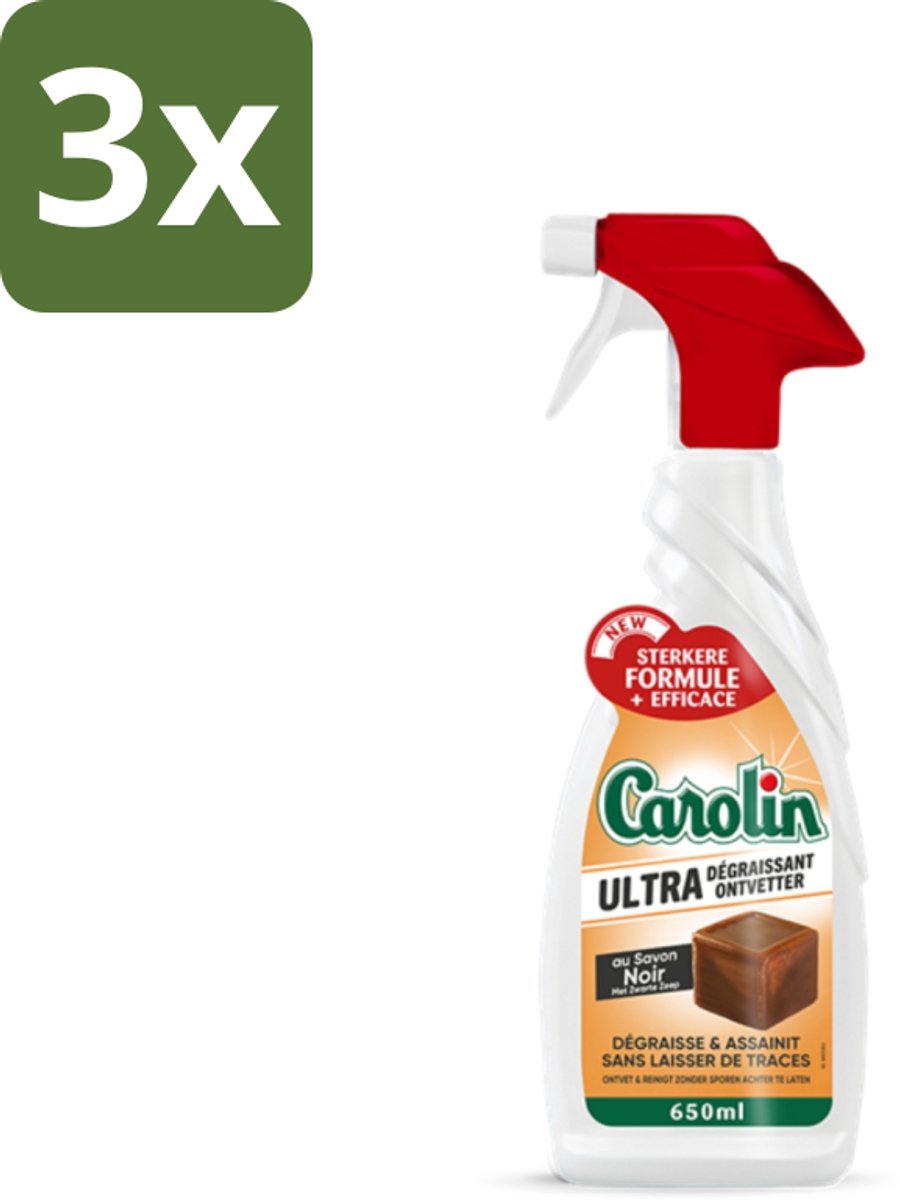 3 x Carolin - Savon Noir - Allesreiniger - Spray - 650 ml - Schoonmaak Spray - Zwarte Zeep - Allesreiniger - Reinigingsproduct - Natuurlijke Reiniging