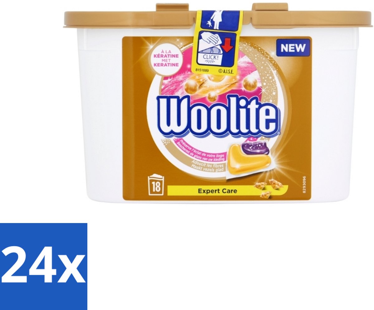 24 x Woolite Expert Care - Wasmiddelcapsules - Met Keratine - Delicate Was - 18 Wasbeurten - Wasmiddel Capsules - Wasmiddel Voor Delicate Stoffen - Wasmiddel Wol - Wasmiddel Zijde - Wasmiddel Lingerie