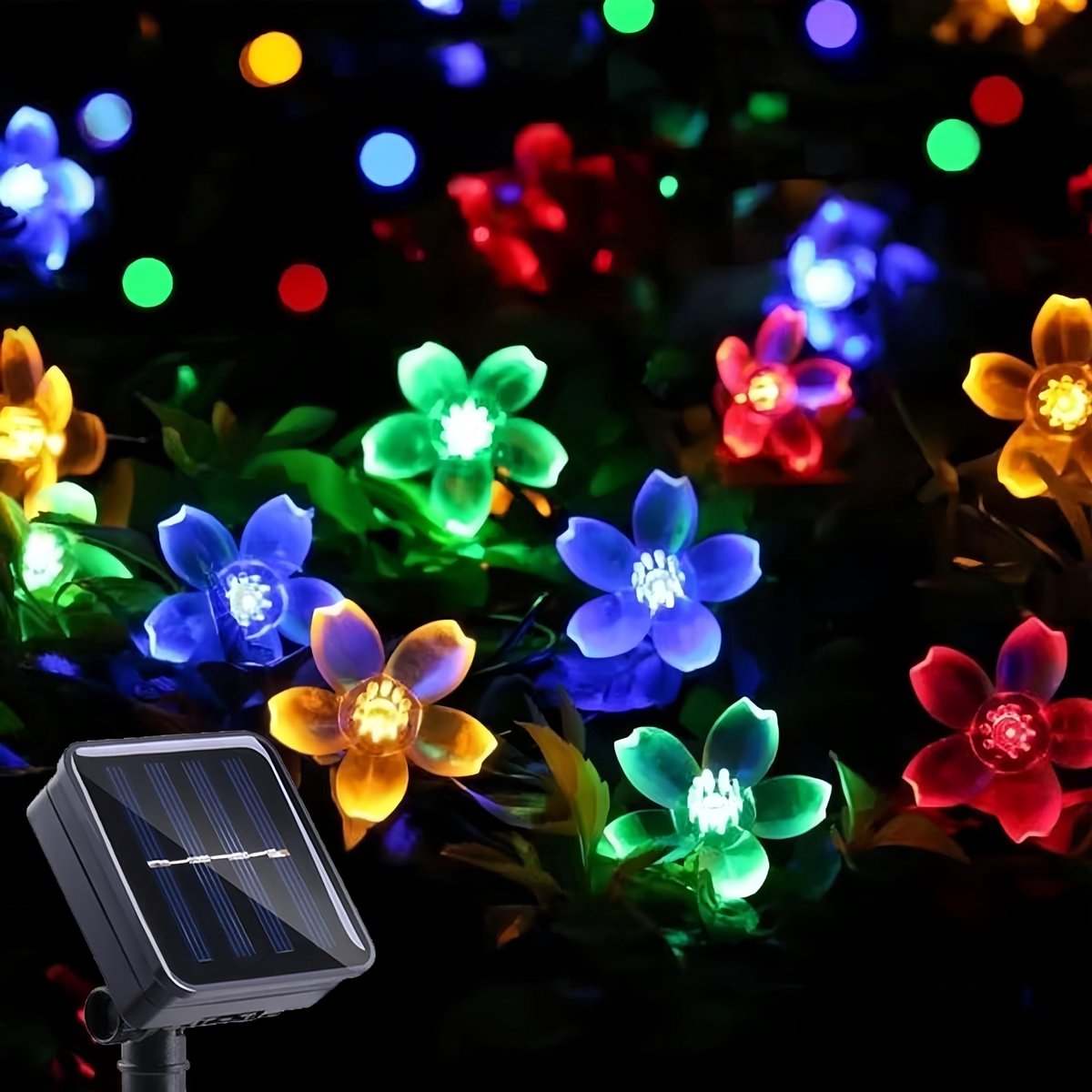 Clearhill 2 stuks Solar-lantaarnketting, 23 ft/7 m, 50 lantaarns, kleurrijk, 8 modi, waterdichte LED-buitenlantaarn - ShopVlot