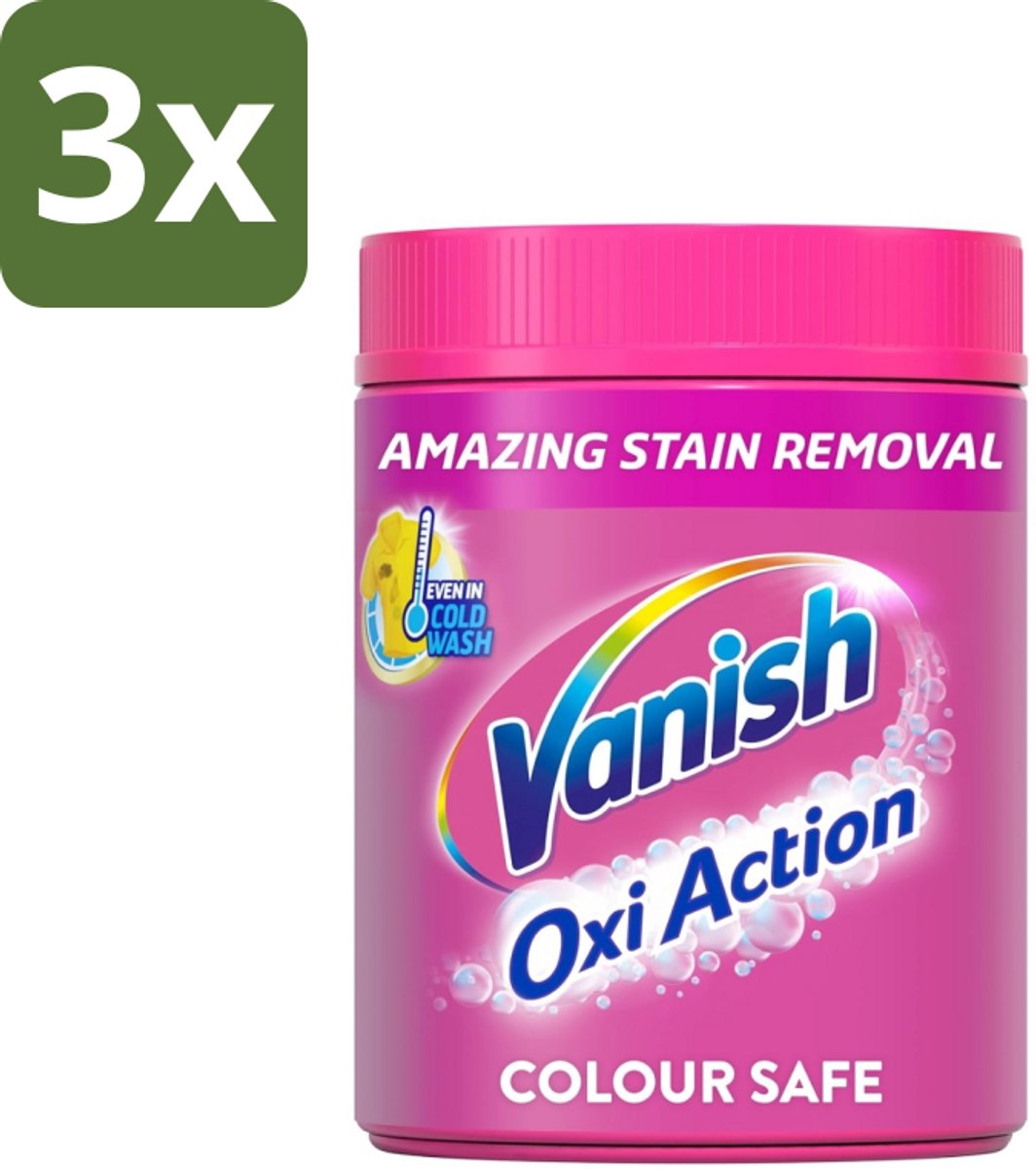 3 x Vanish Oxi Action Pink - Vlekkenverwijderaar - Wasbooster - Zonder Bleek - 1.12 Kg - Vlekkenverwijderaar - Wasbooster - Witte Kleding - Bleekvrije Was - Geurneutralisatie