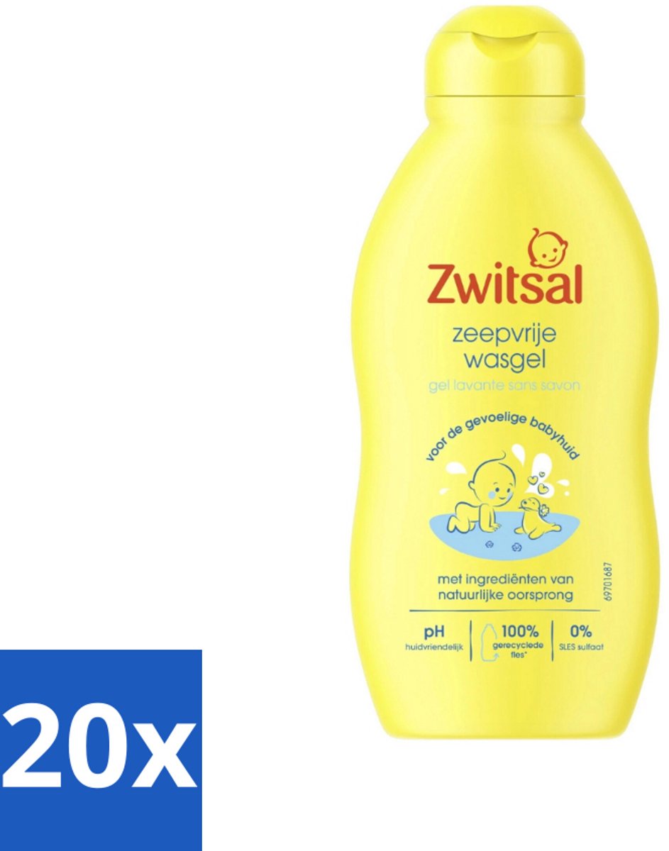 20 x Zwitsal - Babyverzorging - Zeepvrije Wasgel - Voor de Gevoelige Babyhuid - 200 ml - Babyhuid Verzorging - Zeepvrije Wasgel - Baby Wasgel - Gevoelige Huid - Anti-prik Wasgel