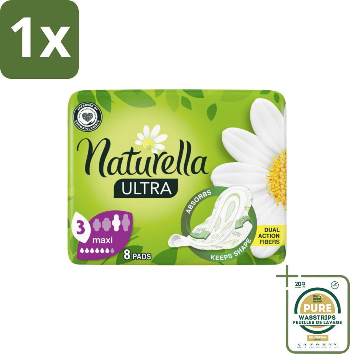 1 x Natur'ella - Ultra - Maandverband - Maxi - 8 Pads- Maandverband - Menstruatie - Menstruatiebescherming - Menstruatiekanaal - Menstruatiekanaal