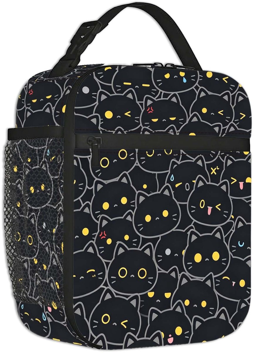 Elzusha - Herbruikbare Geïsoleerde Lunchtas met Cartoon Kat Patroon