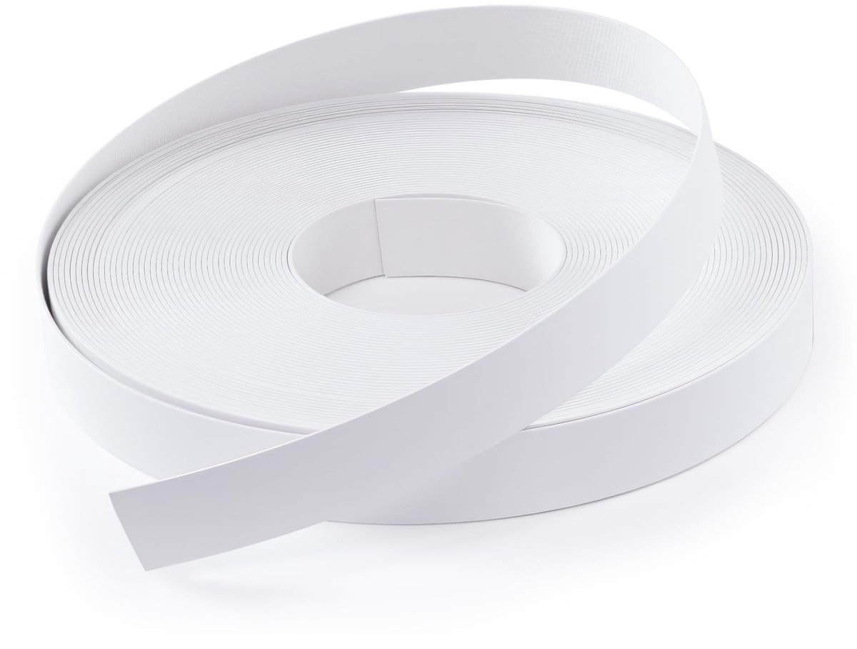 Elzusha - PVC Kantenband 19mm x 16m Wit met Warmte-Lijm voor Meubelherstel