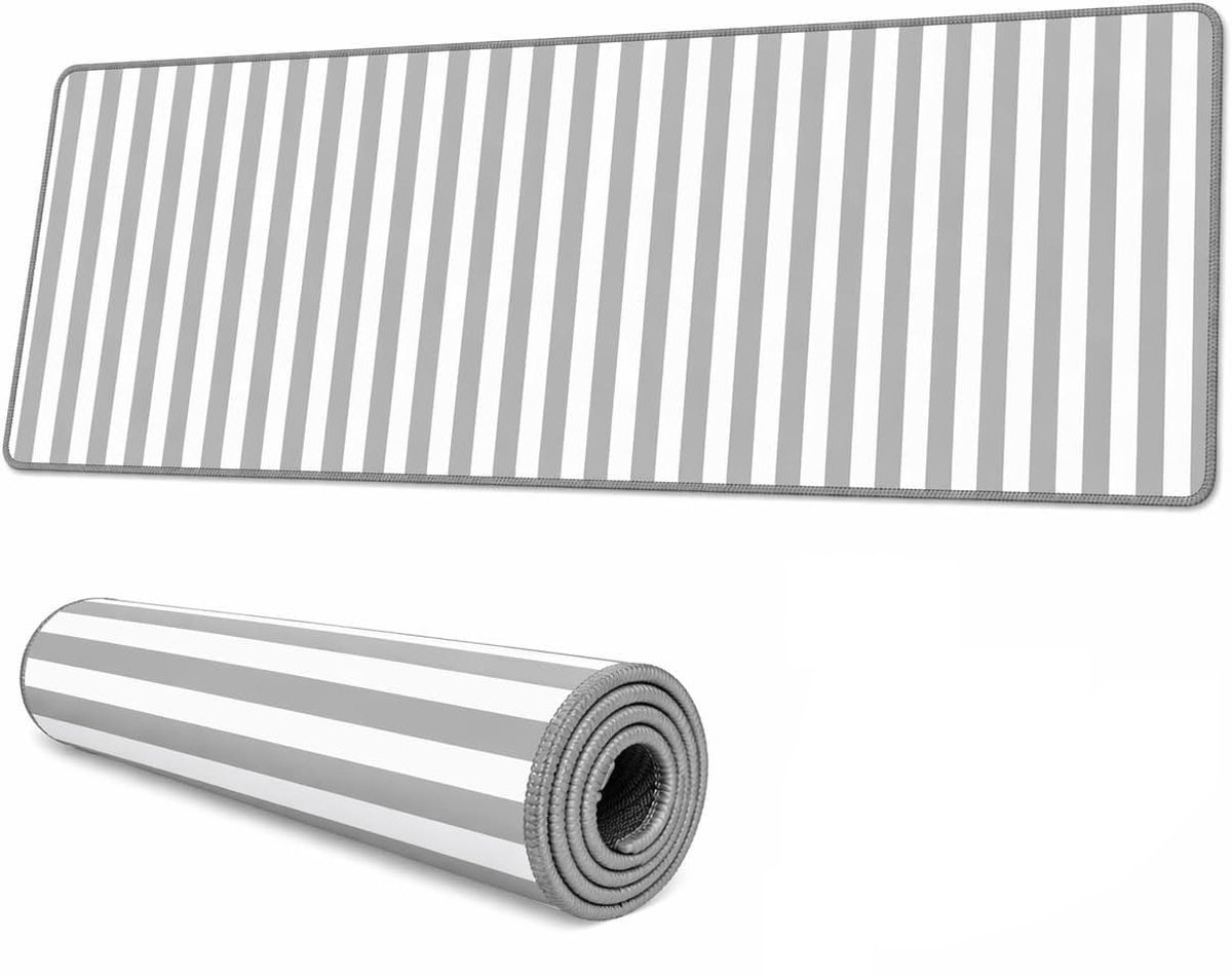 Elzusha - XXL Muismat met Zwart-Witte Strepen 800 x 300 mm