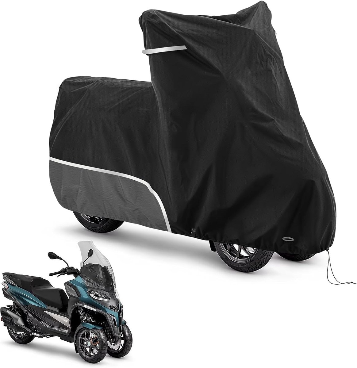 Waterdichte motorhoes voor buiten, winterbestendig en gemaakt van 420D Oxford-stof, geschikt voor diverse Piaggio MP3-modellen en andere motoren