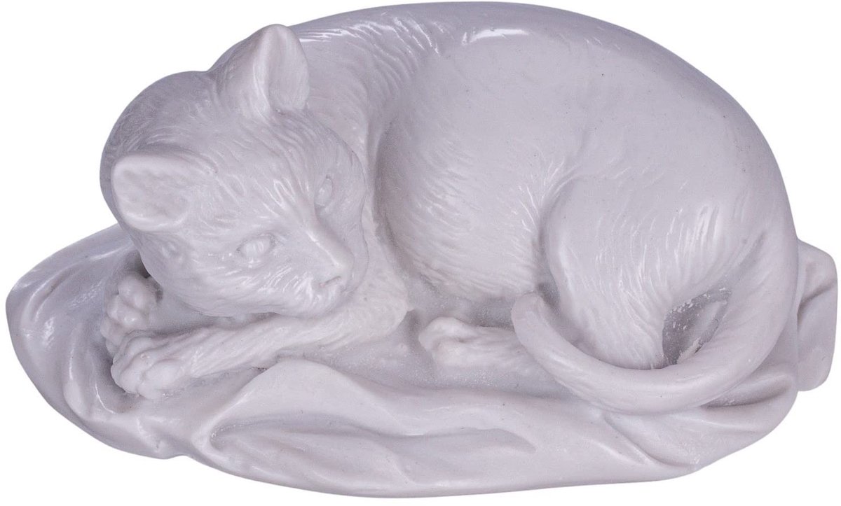 Elzusha - Decoratieve Marmeren Beeld van Witte Kat - 10 cm