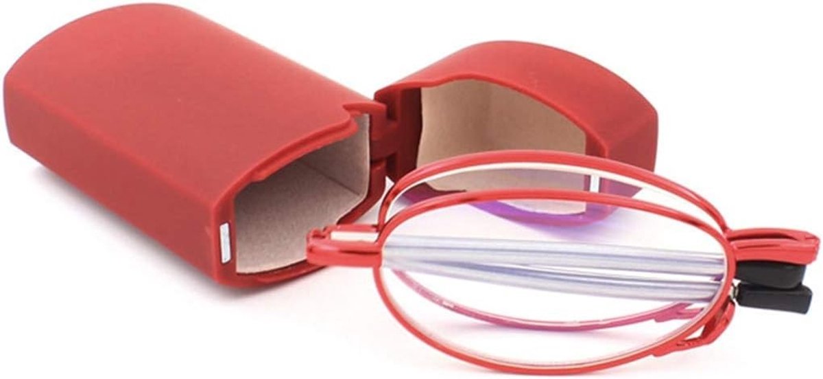 Vouwbare Leesbril van RVS met Hard Case - Anti-blauw Licht, Compact en Lichtgewicht voor Mannen en Vrouwen