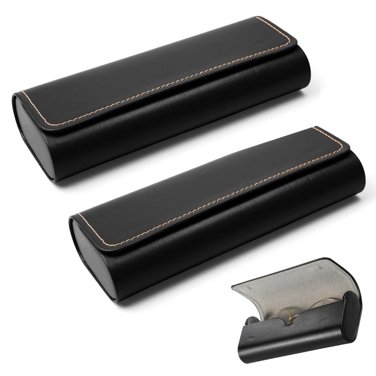 Elzusha - 2 Stuks Harde Bril Case van PU Leer