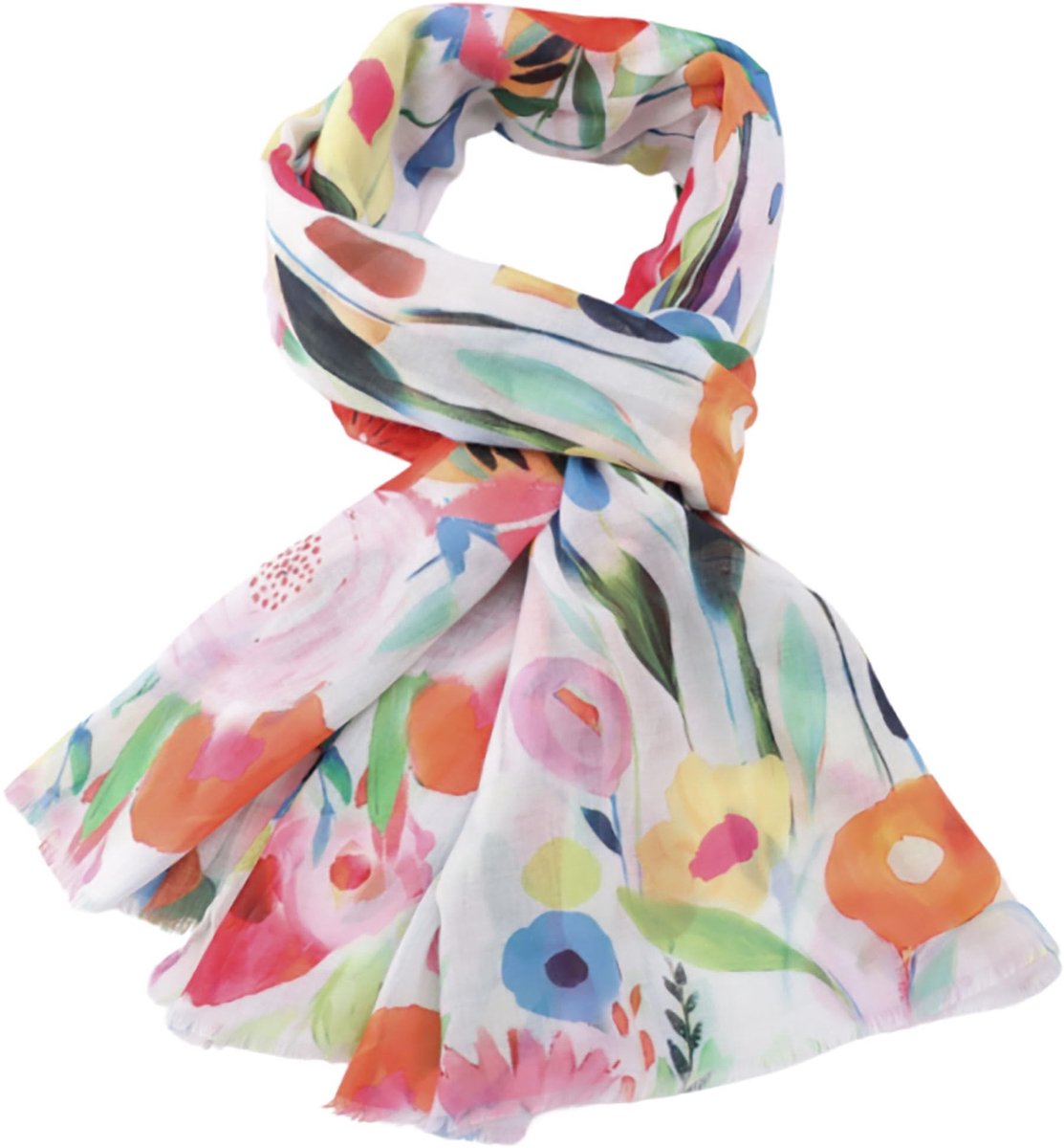 Elzusha - Grote Lichte Dames Sjaal met Botanisch Design 180 x 90 cm