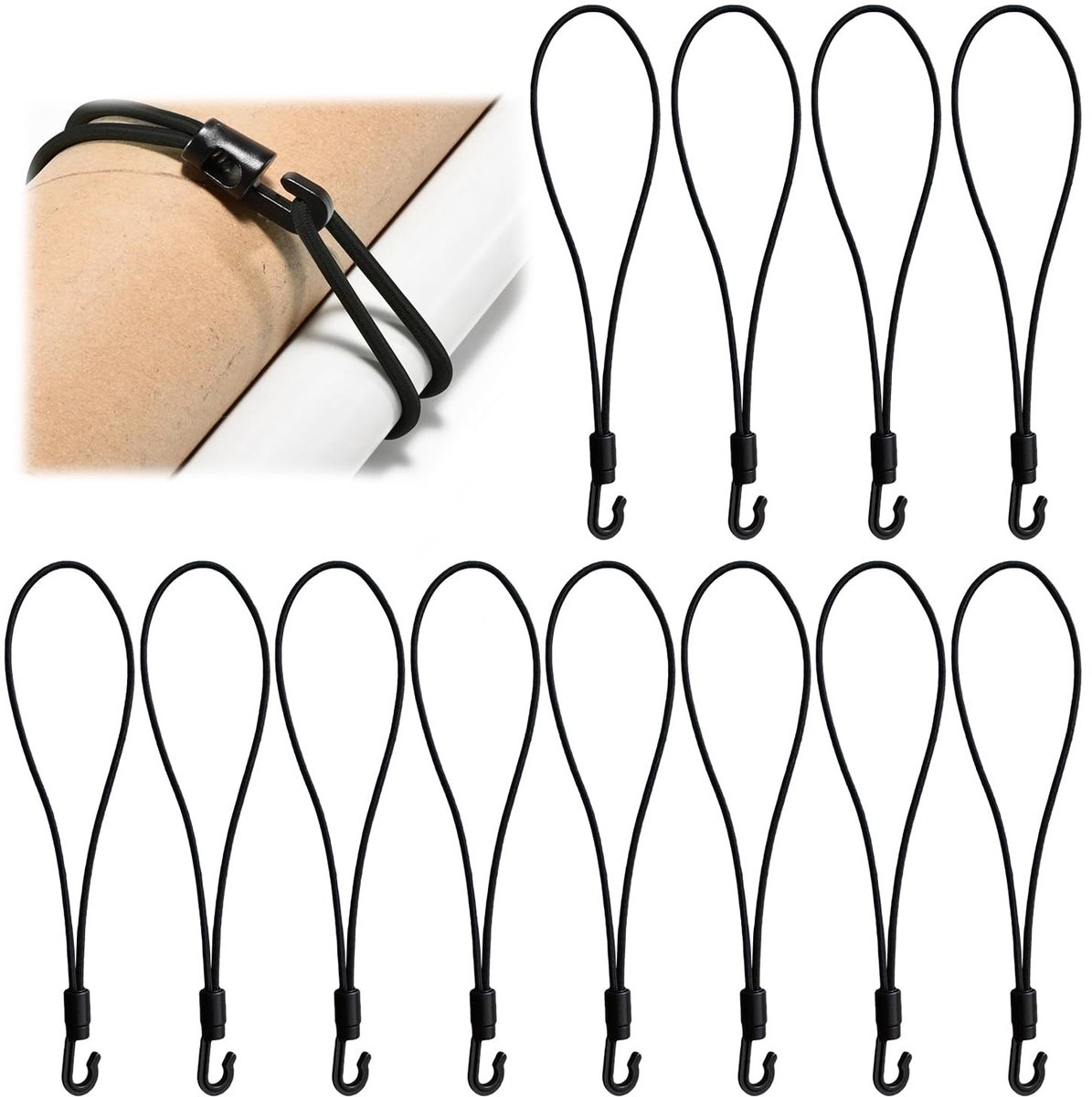 Elzusha - Set van 12 Stretch Rubber Tensioners met Haken