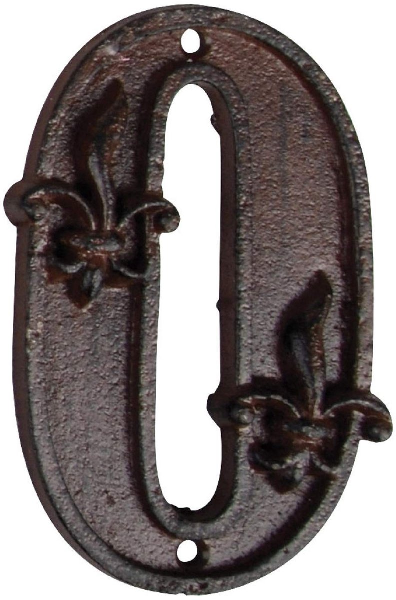 Elzusha - Huisnummer 0 van gietijzer - Rustbruin, 8 x 1.1 x 11.8 cm