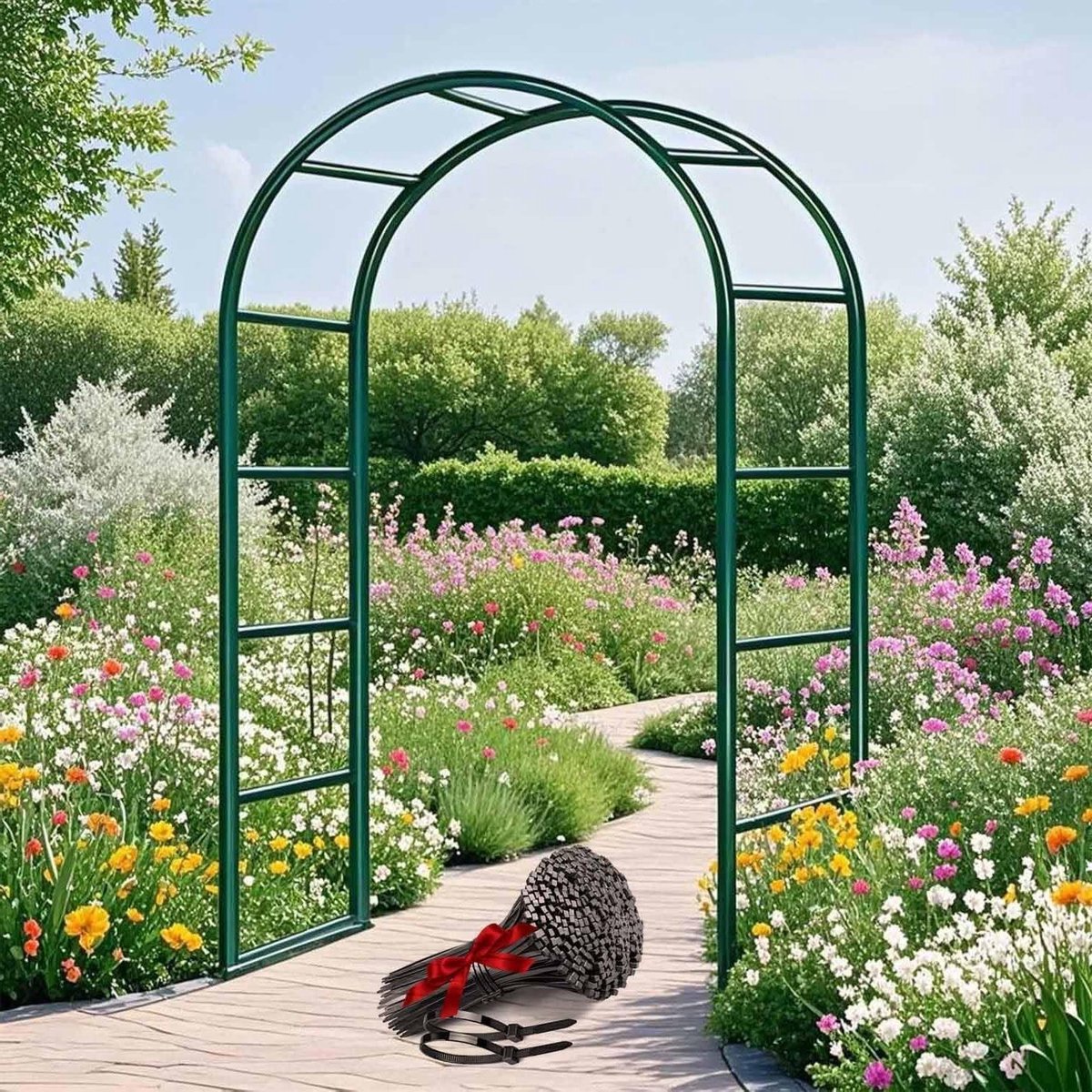 Stevige Tuinboog - Metalen Frame - Klimplanten Ondersteunen - Roestbestendig Gegalvaniseerd - 240 x 220 cm - Groen