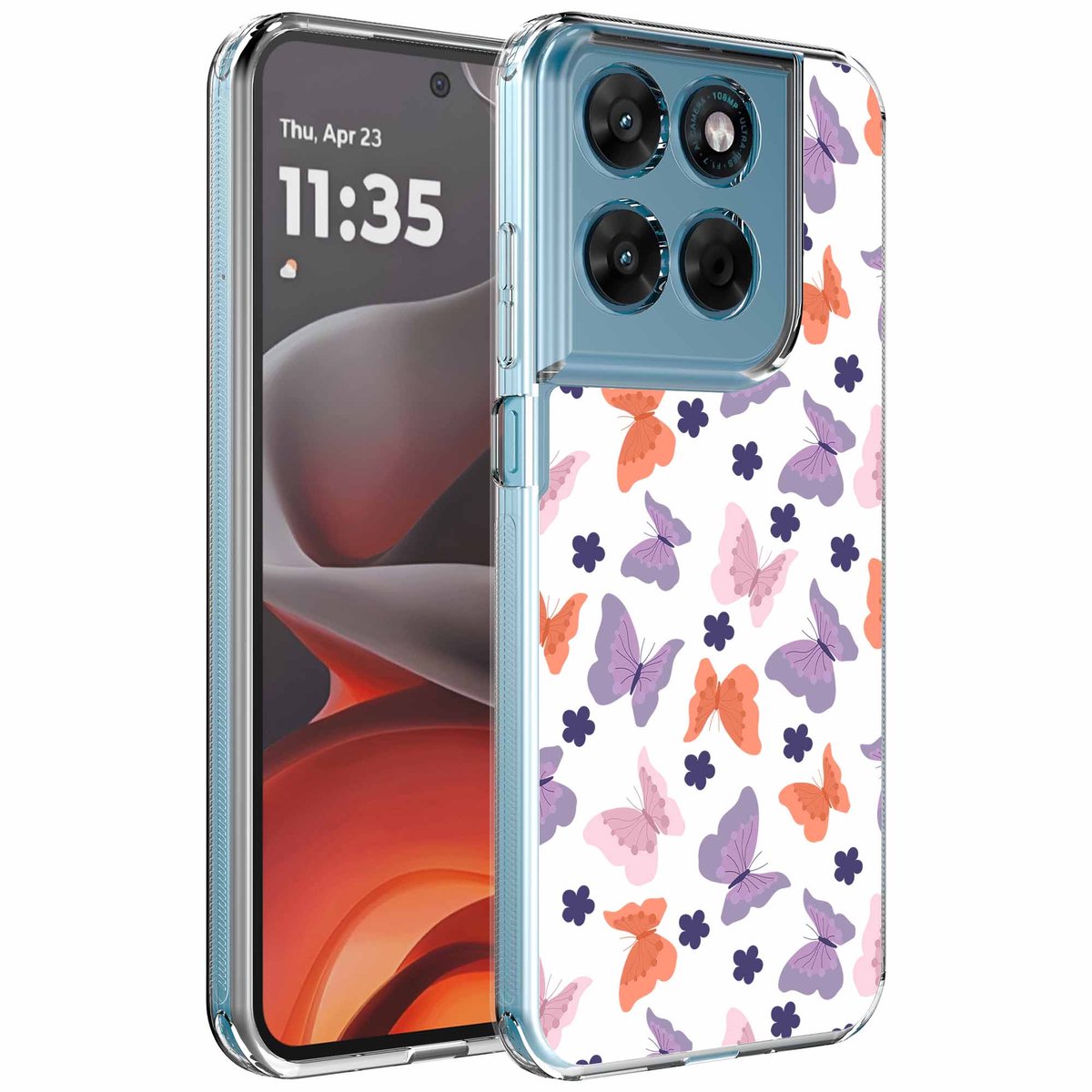 Smartphonica Geschikt voor Motorola Moto G15 Telefoonhoesje met Gekleurde vlinders opdruk - Draadloos op te laden - Shockproof Siliconen TPU Strong Case - Sterk Schokbestendig Telefoonhoesje geschikt voor Motorola Moto G15