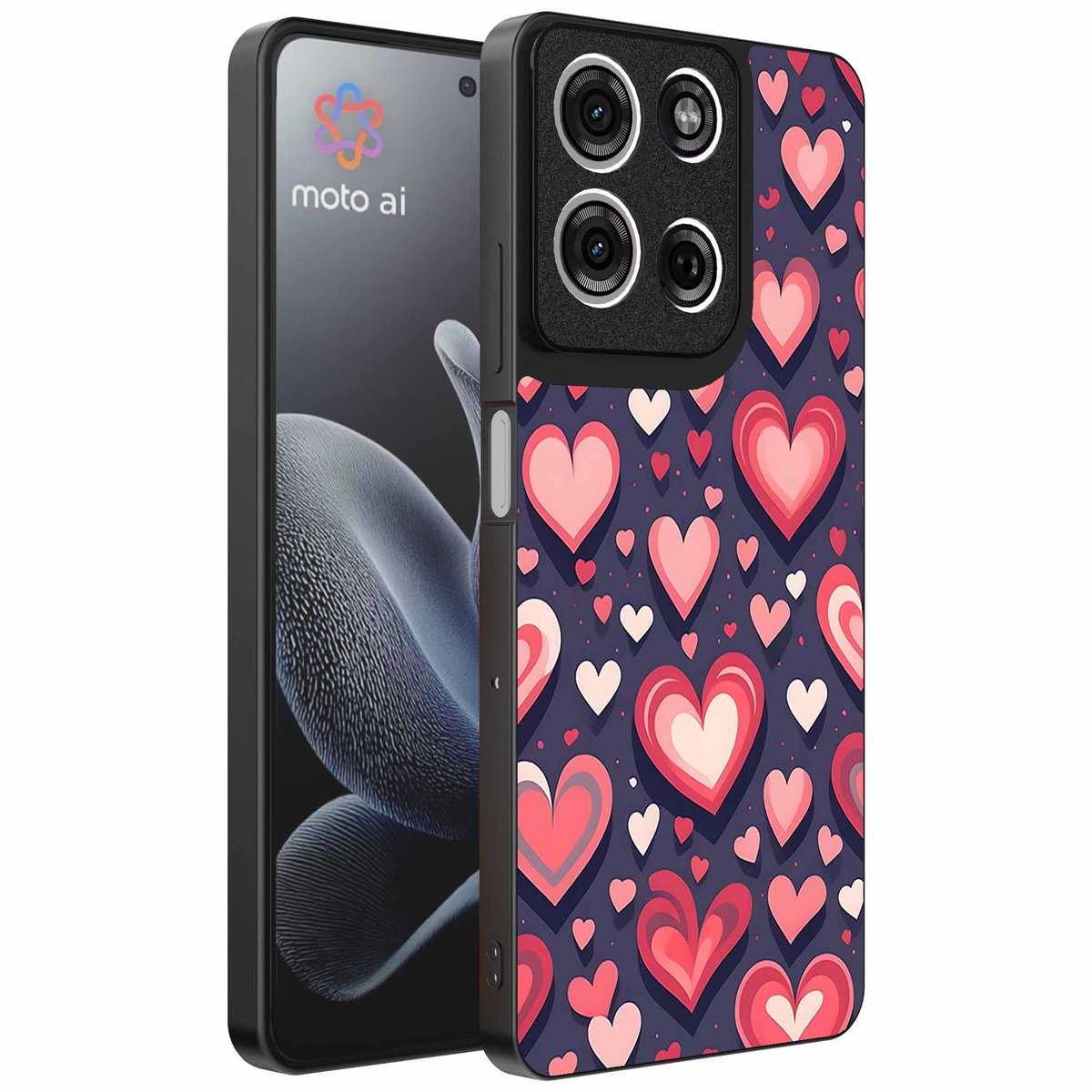 Geschikt voor Motorola Edge 70 Telefoonhoesje met Hartjes Opdruk - TPU Backcover Case With Heart Design - Smartphonica geschikt voor Motorola Edge 70