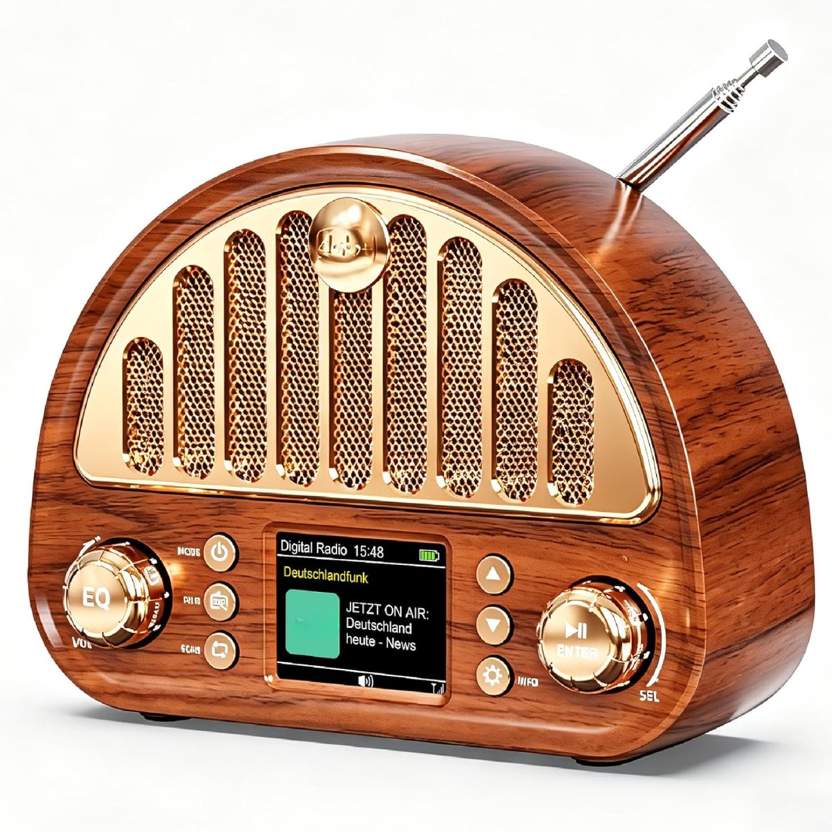 ZRNS® Wekkerradio DAB+ - Digitale Wekker - Slaaptimer - FM en DAB Plus - Vintage - Draagbaar