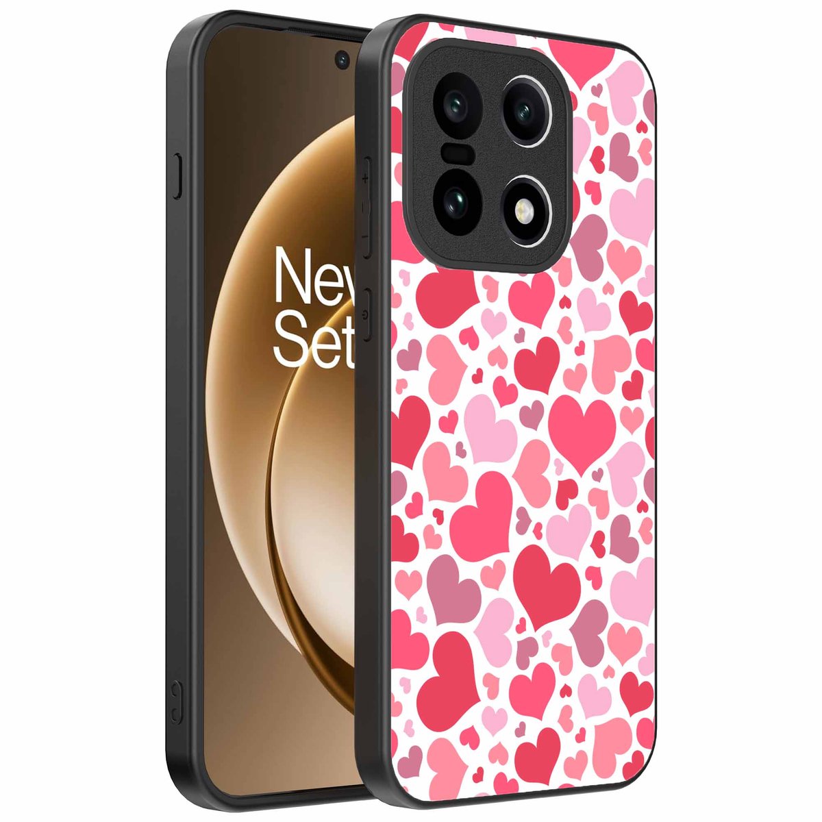 Geschikt voor OnePlus 15 Telefoonhoesje met Hartjes Print - Hearts Design TPU Backcover Case - Kinder Hoesje met Hartjes Design - Smartphonica geschikt voor OnePlus 15