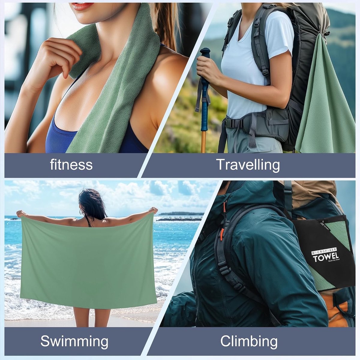 Sneldrogende microvezel handdoek 40 x 80 cm - ideaal voor sport, reizen en strandactiviteiten