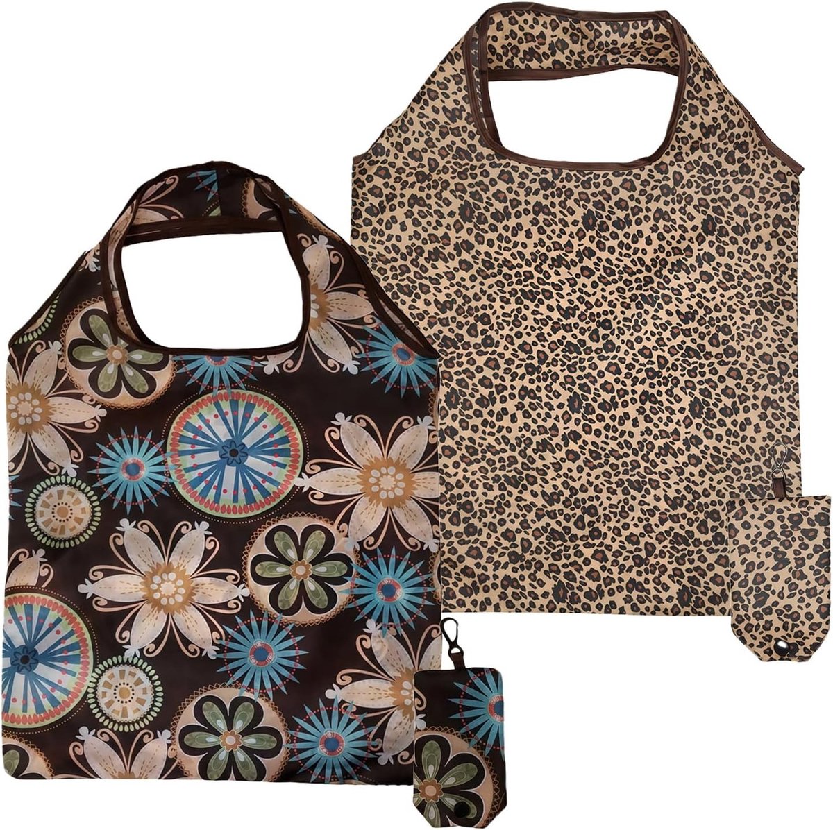 Set van 2 Vouwbare en Stabiele Winkeltassen 38 x 60 cm, Herbruikbare en Wasbare Polyester Shopper, Ideaal voor Vrouwen, Grote Opbergtas en Milieuvriendelijk Alternatief