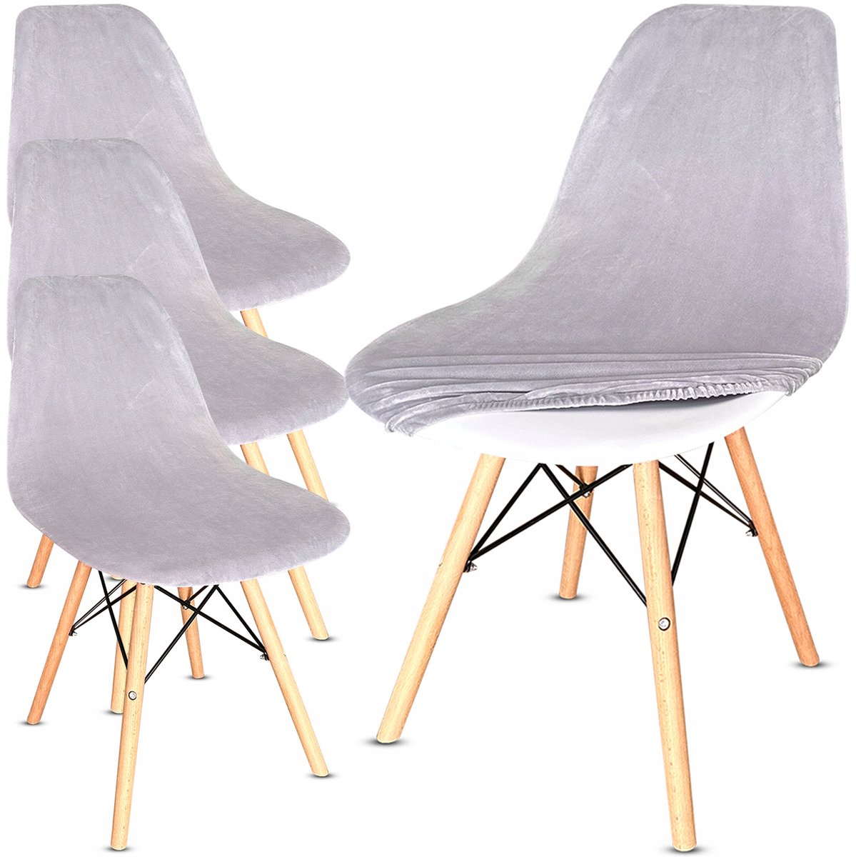 4x Scandinavische Stoelhoes Velours Grijs - Stijlvolle Bescherming