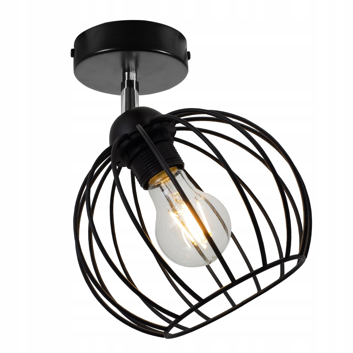 Merkloze zwarte loft hanglamp met metalen kap, E27 fitting