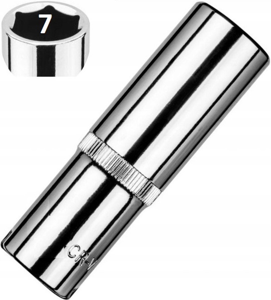 Dopslagsleutel 3/8" 6-kant 7mm lange uitvoering