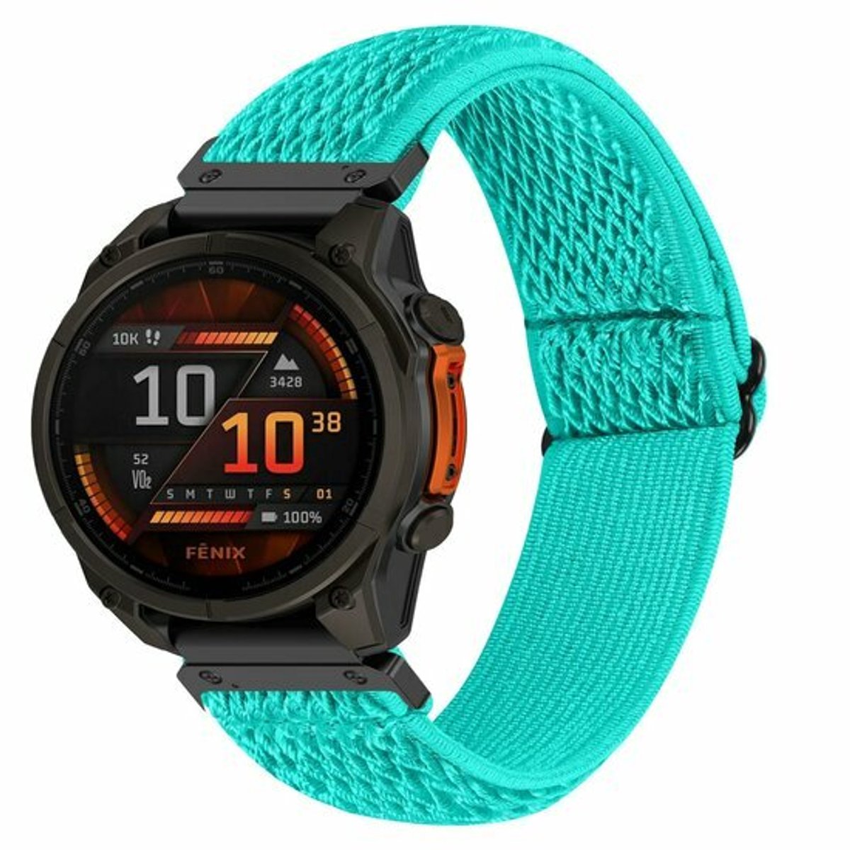 By Qubix - Geschikt voor Garmin bandje - 22mm Quickfit - Elastische Solo Loop nylon bandje - Mintgroen - Geschikt voor Garmin Fenix 9 / 9 pro - 47mm