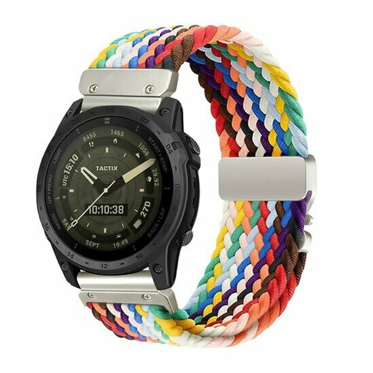By Qubix - Geschikt voor Garmin bandje - 20mm Quickfit - Braided nylon band met parachute sluiting - Multicolor Spring - Geschikt voor Garmin Fenix 9 / 9 pro - 43mm