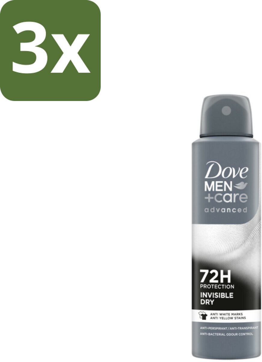 3 x Dove Men+Care – Deodorant Spray – Invisible Dry – 150 ml - Deodorant Spray Mannen - Deodorant Spray Voor Mannen - Deodorant Spray Zonder Vlekken - Deodorant Spray Voor Oksels - Deodorant Spray Voor Sport
