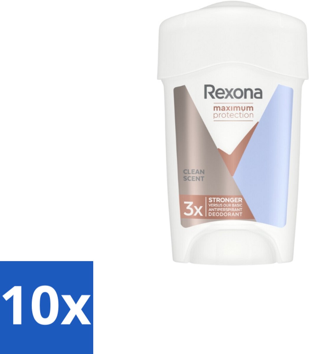 Rexona Deodorant Stick Cream Maximum Protection Clean Scent 45 ml - Bulkverpakking - 10 stuks