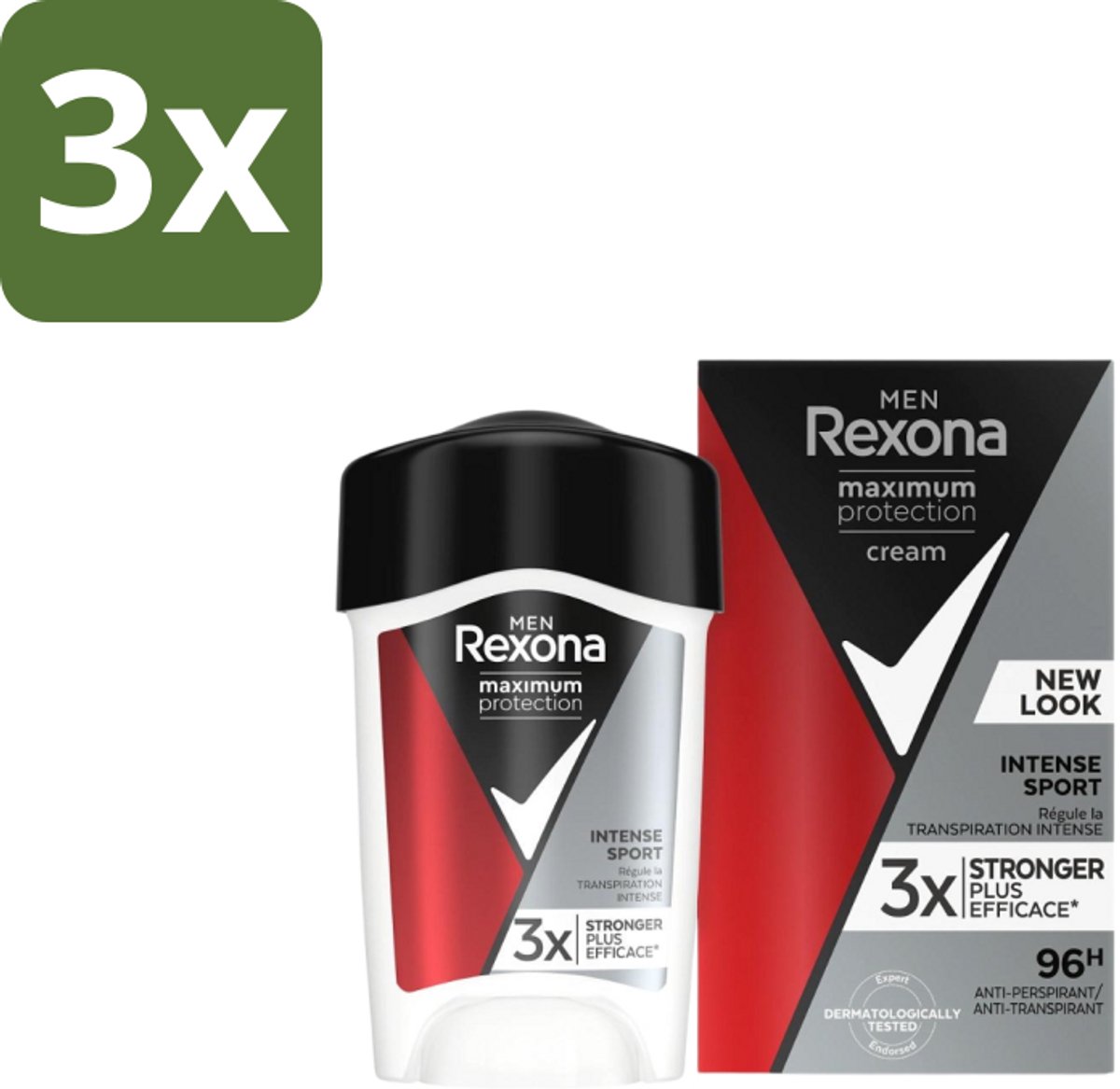 Rexona Men – Anti-Transpirant Stick – Maximum Protection Intense Sport – 45 ml - Bulkverpakking - 3 stuks