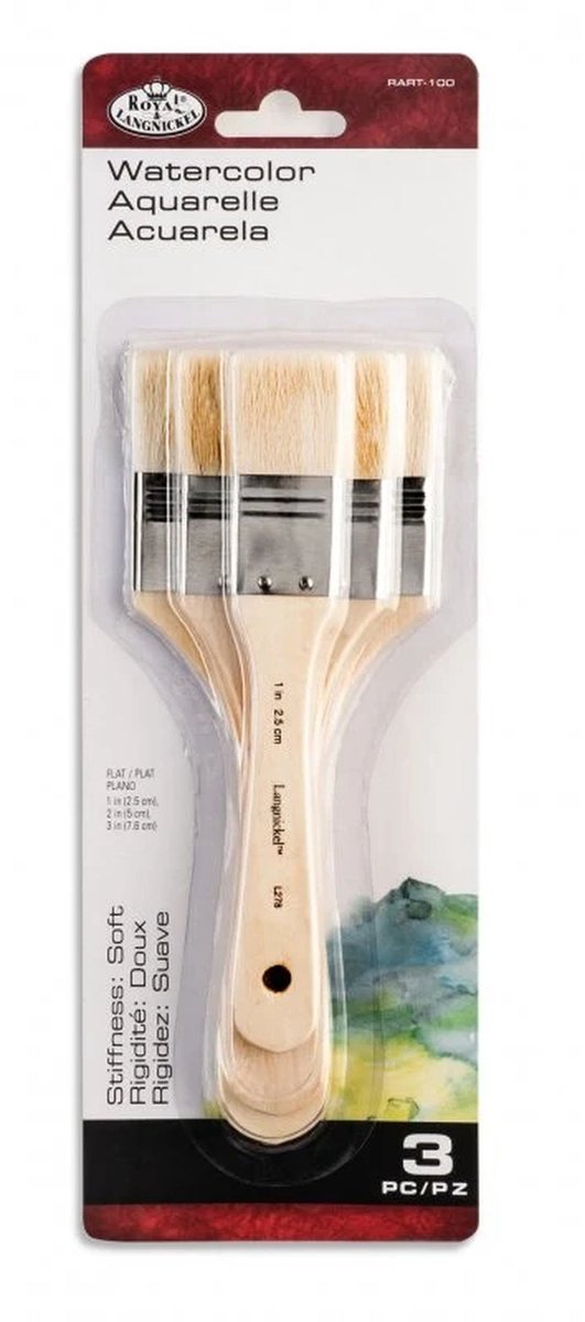R&L Camel Hair Flat Brush Set (Extra Soft) - 3 Pack