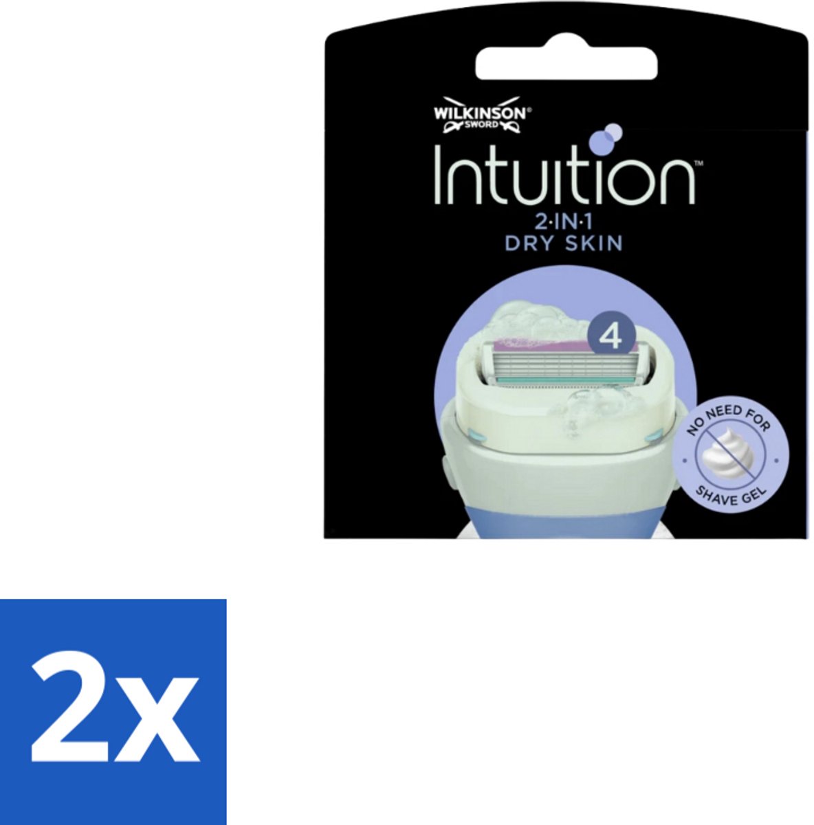 2 x Wilkinson Intuition 2 in 1 Navulmesjes Dry Skin 3 stuks per verpakking - Scheermesje Droge Huid - Kokosmelk Scheermesje - Amandelolie Scheermesje - Scheermesje Met Verzorging - Scheermesje Voor Gevoelige Huid