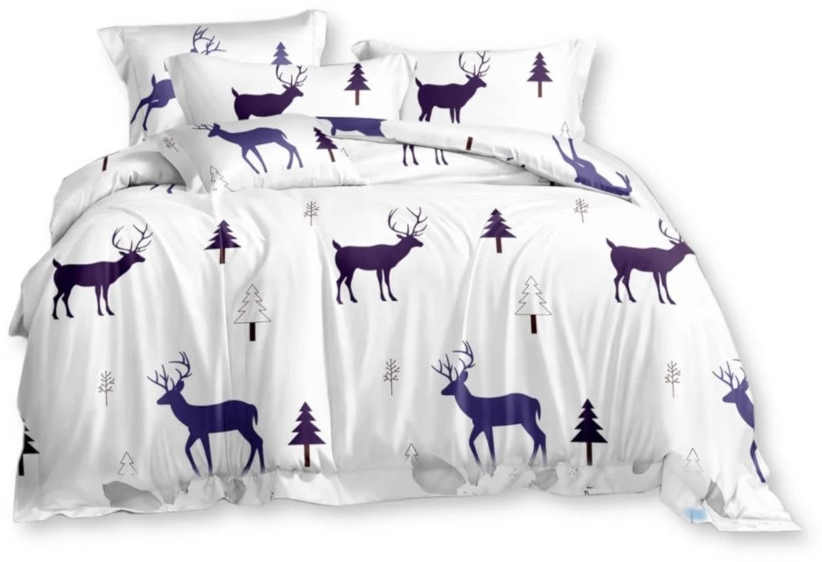 Satijnen Dekbedovertrek Set 160x200 - Herten Design