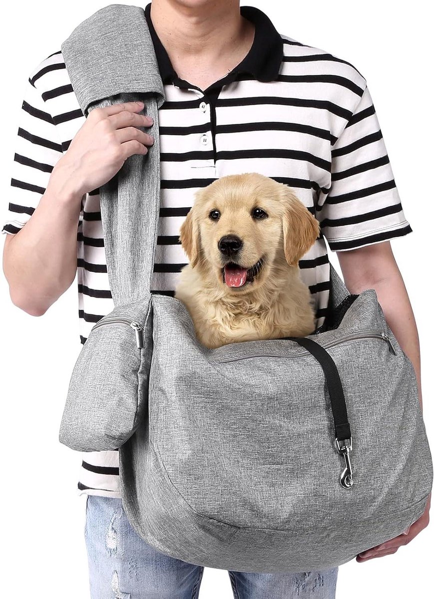 Huisdierdrager - Draagdoek Tas - Buiten Reizen - Handsfree Ontwerp - Medium - Grijs