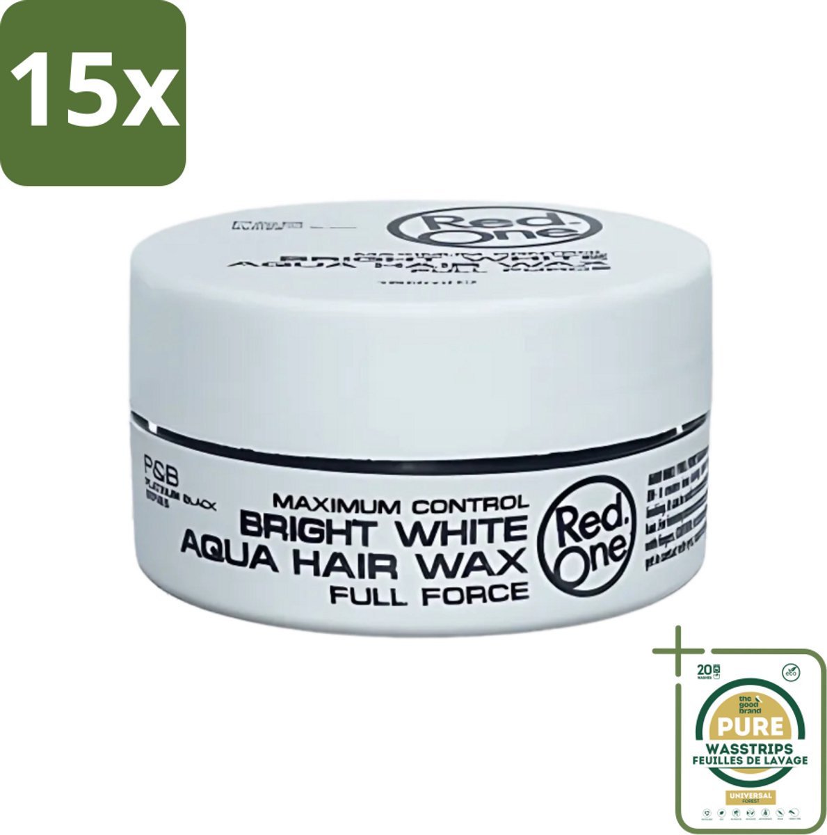 15 x Red One - Haarwax - Bright White - Maximum Control - Voor Extra Sterke Fixatie - 150 ml - Grootverpakking - Haarwax - Haartype - Fixatie - Hold - Styling