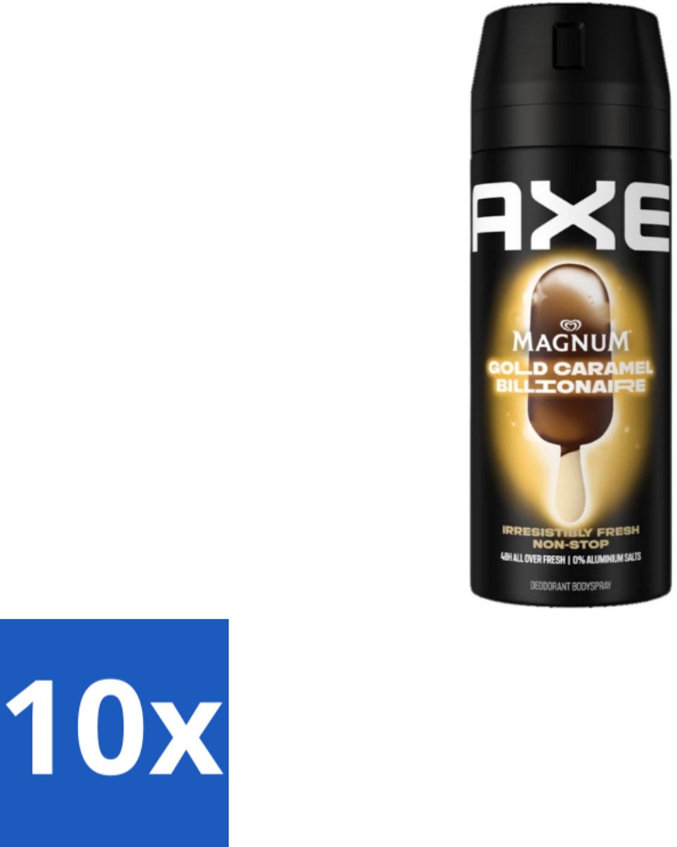 Axe – Deodorant Bodyspray – Magnum Gold Caramel Billionaire – 150 ml - Bulkverpakking - 10 stuks