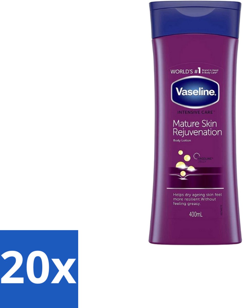 20 x Vaseline – Body Lotion – Intensive Care Mature Skin – 400 ml - Rijpe Huid - Droge Huid - Vochtige Huid - Huidbarrière - Hydratatie