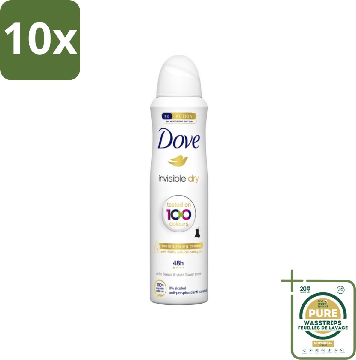 10 x Dove - Deodorant - Spray Invisible Dry - Onzichtbare bescherming - 250 ml - Grootverpakking - Onze Zichtbare Vlekken - Onzichtbare Frisheid - Deodorant Spray - Zweet En Geur Bescherming - 250 Ml Deodorant