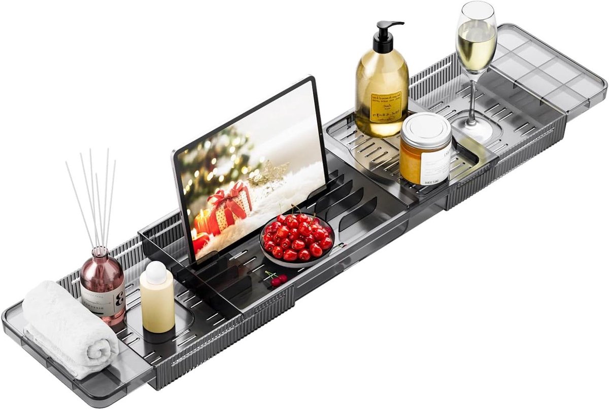 Badkuip Plank - Bad Accessoires - Ontspannen in Bad - Verstelbaar & Waterdicht - 55-80 cm - Zwart