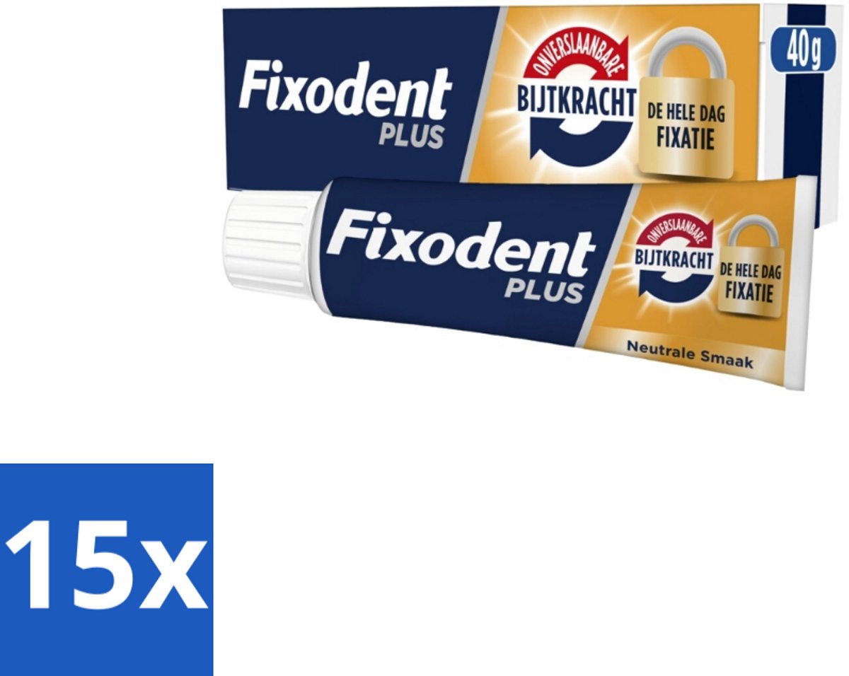 15 x Fixodent Kleefpasta Plus Dual Power 40 gr - Kleefpasta Kunstgebit - Onverslaanbare Bijtkracht - Kunstgebit Fixatie - Bijtkracht Kunstgebit - Kunstgebit Comfort