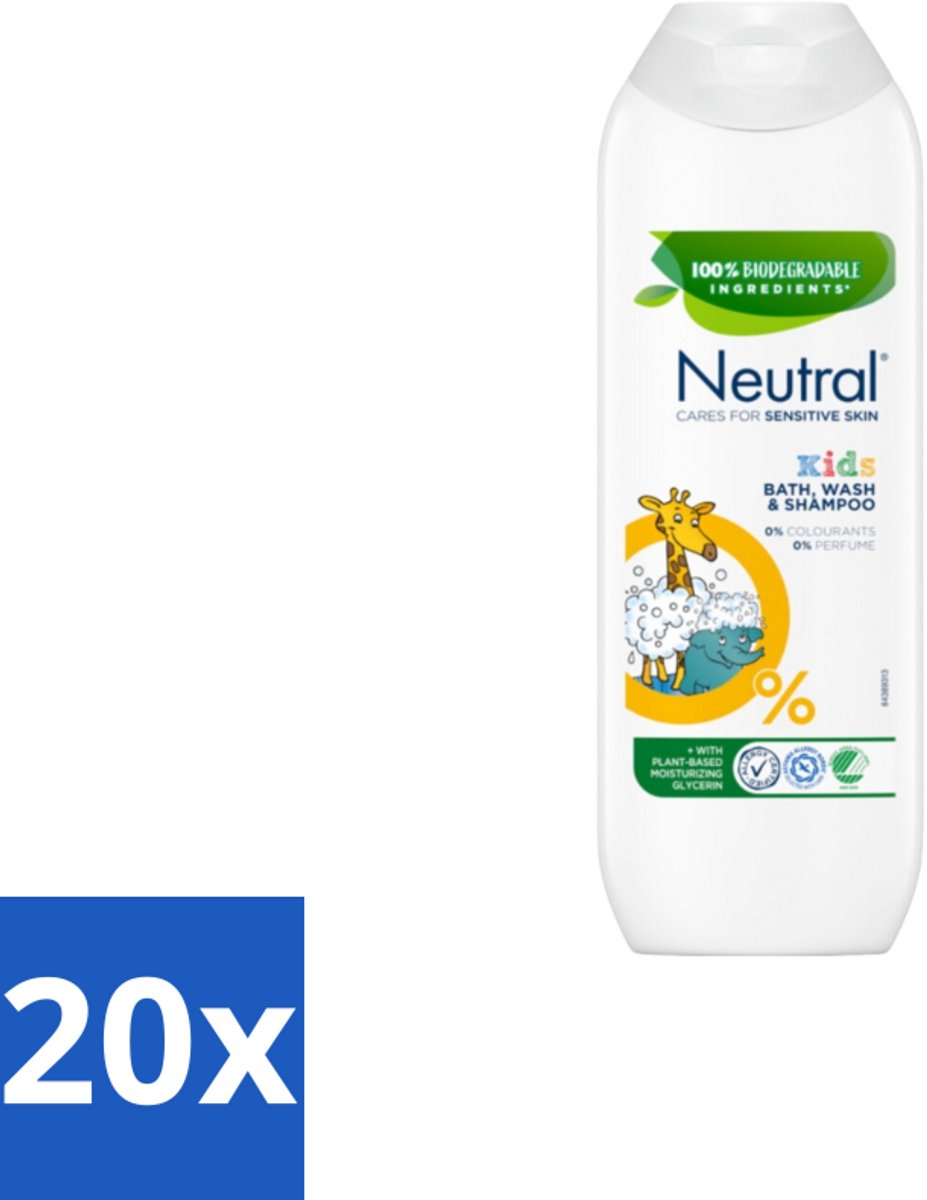 20 x Neutral Kids – Douchegel – Bath, Wash & Shampoo – 250 ml - Kinderhuid Verzorging - Gevoelige Huid - Kinderwas - Douchegel - Badschuim