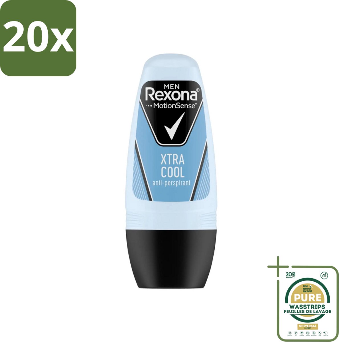 20 x Rexona Men - Fresh Xtra Cool - Deo Roll-on - Anti-Perspirant - 50 ml - Grootverpakking - Deodorant Voor Mannen - Anti-perspirant - Zweetbescherming - Frisheid - Citrusgeur