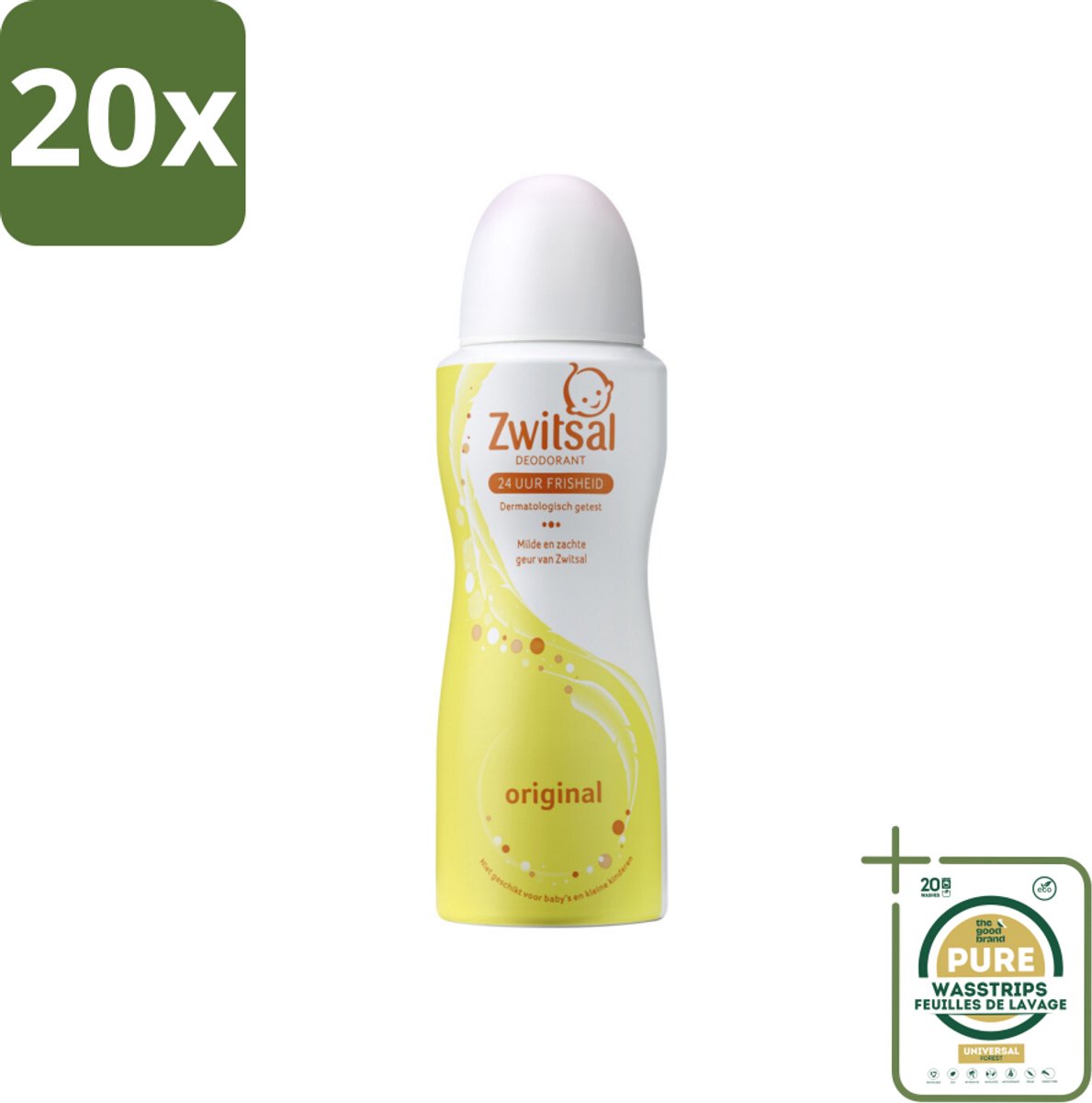 20 x Zwitsal Deodorant Original 100 ml - Grootverpakking - Zwitsal Deodorant - Deodorant Spray - Fris Geur - Huidvriendelijk Deodorant - Zonder Alcohol