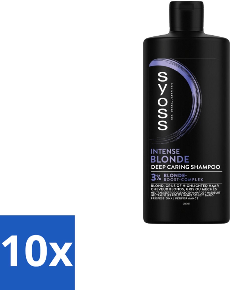 10 x Syoss Blonde Shampoo 440 ml - Blond Haar - Blonde Shampoo - Kleurbehoud - Gele Ondertoon - Warme Ondertoon
