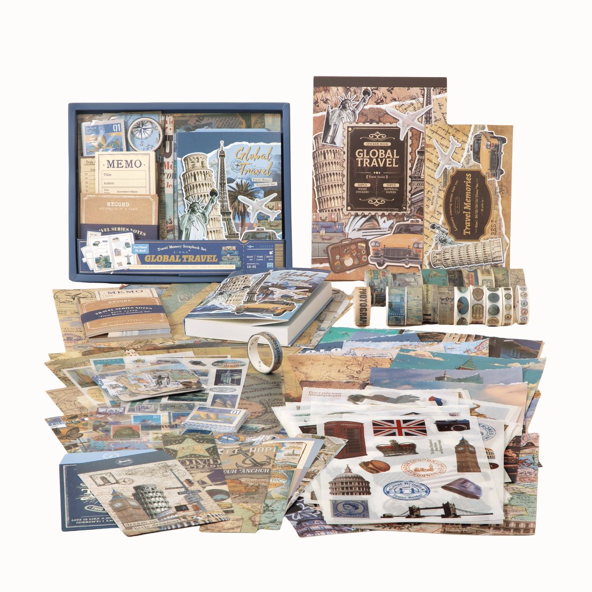 SIMNO® Luxe Set - Journaling cadeauset A6 - 263-delig - Wereldreis