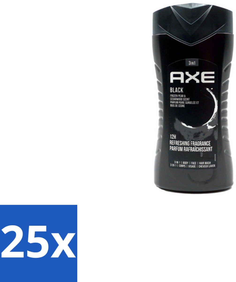 Axe – Douchegel – Black – Houtachtig & Fris - 250 ml - Bulkverpakking - 25 stuks