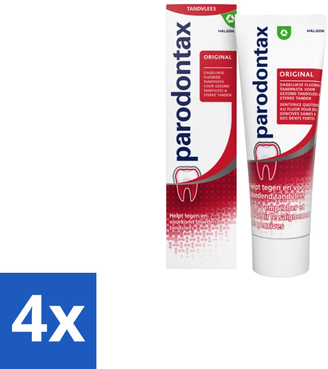 4 x Parodontax Tandpasta bij Bloedend Tandvlees Original 75 ml - Tandpasta - Bloedend Tandvlees - Tandplak - Tandvleesproblemen - Fluoride