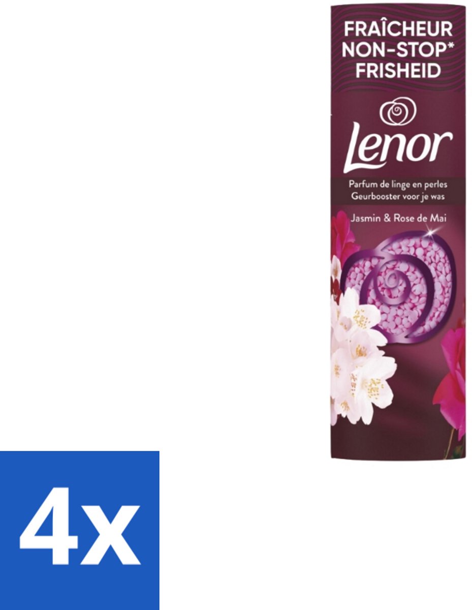 4 x Lenor – In-Wash Geurbooster – Jasmijn & Rose de Mai – 19 wasbeurten - Geurbooster Was - Wasgeur - Wasgeurparfum - Wasgeurparels - Jasmijn En Rozen